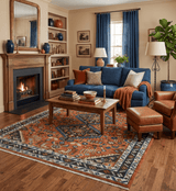 Rust, Ivory and Brown Oriental Traditional Hand knotted Multi Size Area Rug