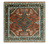 Rust, Ivory and Brown Oriental Traditional Hand knotted Multi Size Area Rug