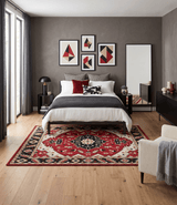 Rust, Ivory, Black and Beige Hand Knotted Traditional Heriz Multi Size wool area Rug