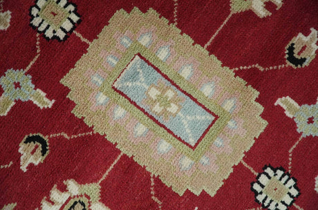 Rust, Olive and Black 8x10 Hand Knotted Traditional Oriental Wool Area Rug