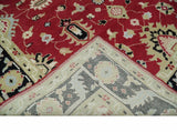 Rust, Olive and Black 8x10 Hand Knotted Traditional Oriental Wool Area Rug
