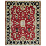 Rust, Olive and Black 8x10 Hand Knotted Traditional Oriental Wool Area Rug