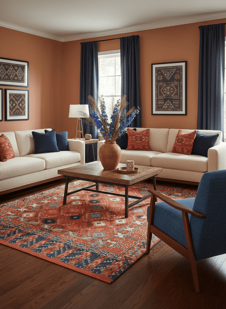 Rust Traditional Tribal Design 8x11.7 Hand Knotted wool Area Rug