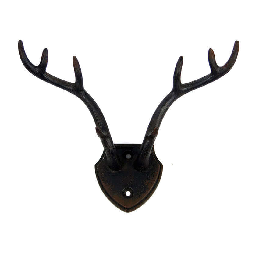 Rustic Antler Wall Hook with Shield Backplate-Wall Hook-Parc Decor