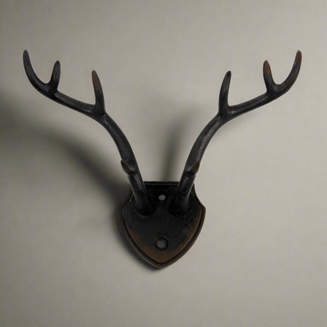 Rustic Antler Wall Hook with Shield Backplate-Wall Hook-Parc Decor