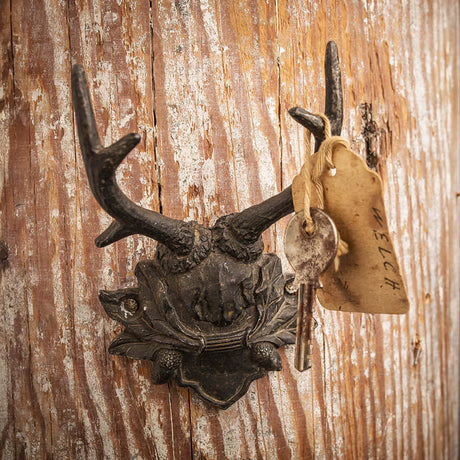 Rustic Antler Wall Hook with Vintage Lodge Design (Set of 2)-Wall Hook-Parc Decor