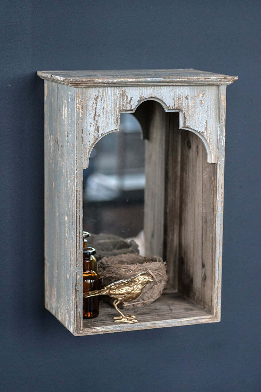 Rustic Arched Wall Niche with Mirror-Mirror-Parc Decor