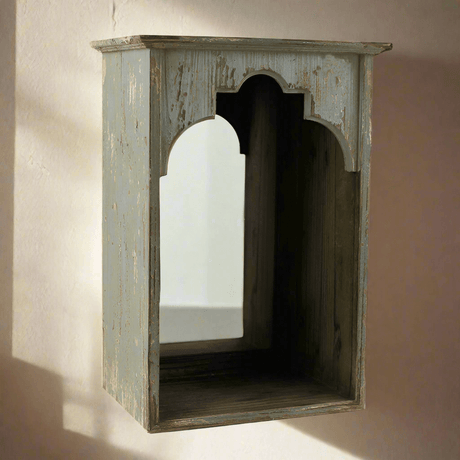 Rustic Arched Wall Niche with Mirror-Mirror-Parc Decor