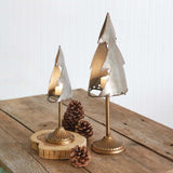 Rustic Christmas Tree Tealight Candle Holders (Set of 2)-Candle Holder-Parc Decor