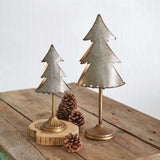 Rustic Christmas Tree Tealight Candle Holders (Set of 2)-Candle Holder-Parc Decor