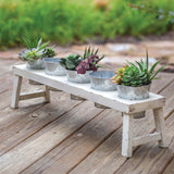Rustic Farmhouse Bench Planter with Galvanized Pots-Planter-Parc Decor