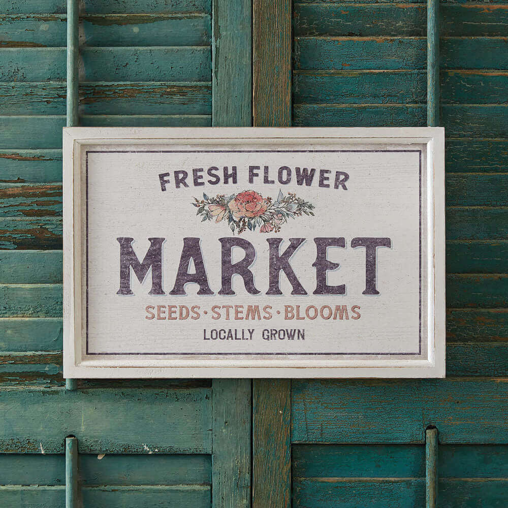 Rustic Fresh Flower Market Framed Wall Sign-Wall Decor-Parc Decor