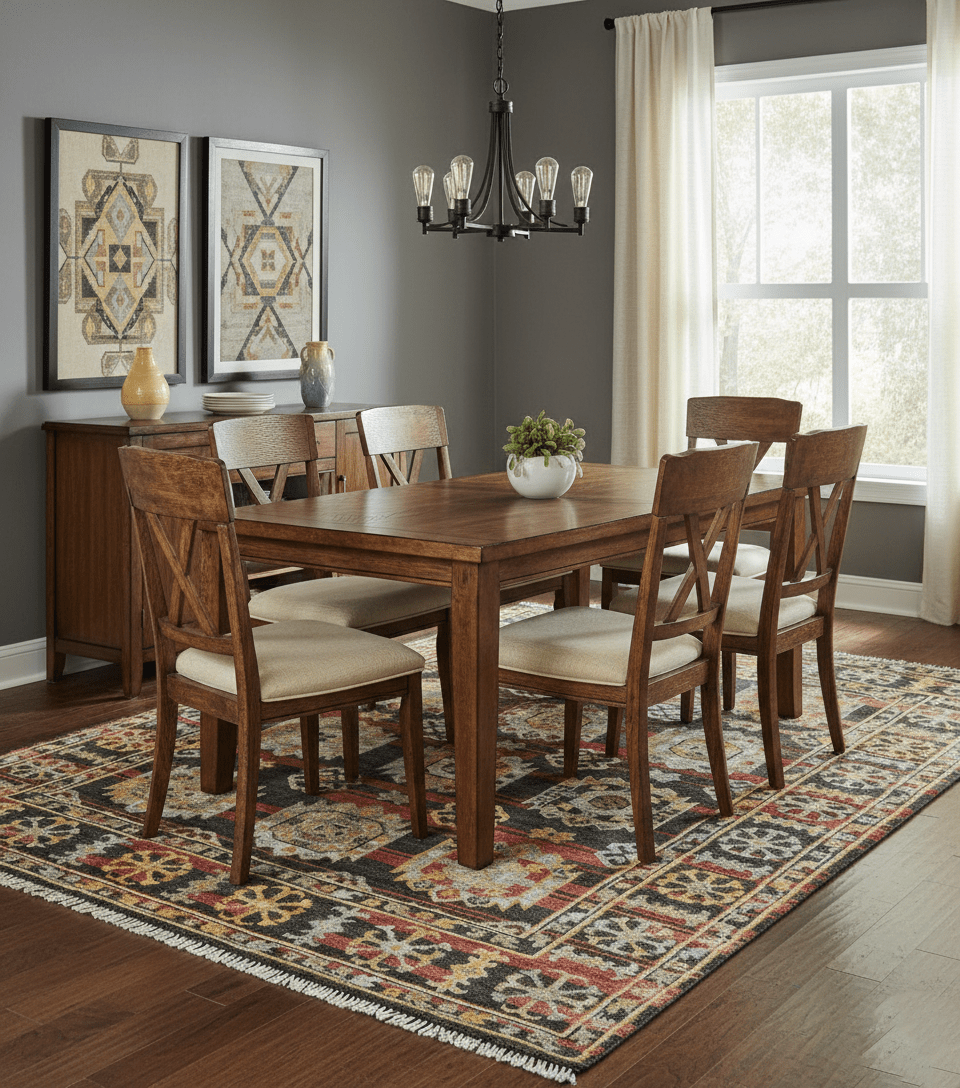 Rustic Hand knotted Traditional 8x10 Charcoal And Red Wool Rug