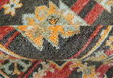 Rustic Hand knotted Traditional 8x10 Charcoal And Red Wool Rug