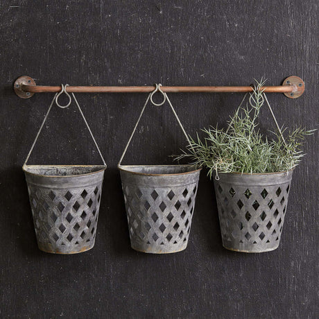 Rustic Hanging Lattice Basket Planters-Planters-Parc Decor