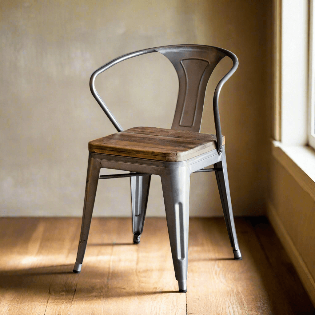 Rustic Industrial Dining Chair with Reclaimed Wood and Metal Frame-Chair-Parc Decor