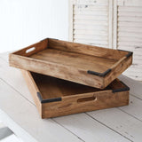 Rustic Mango Wood Serving Trays (Set of 2)-Serving Tray-Parc Decor
