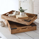 Rustic Mango Wood Serving Trays (Set of 2)-Serving Tray-Parc Decor