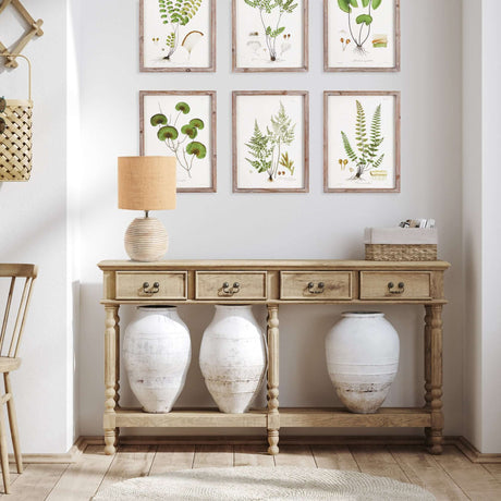 Rustic Mango Wood Table Lamp with Linen Shade-table lamp-Parc Decor