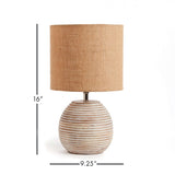 Rustic Mango Wood Table Lamp with Linen Shade-table lamp-Parc Decor