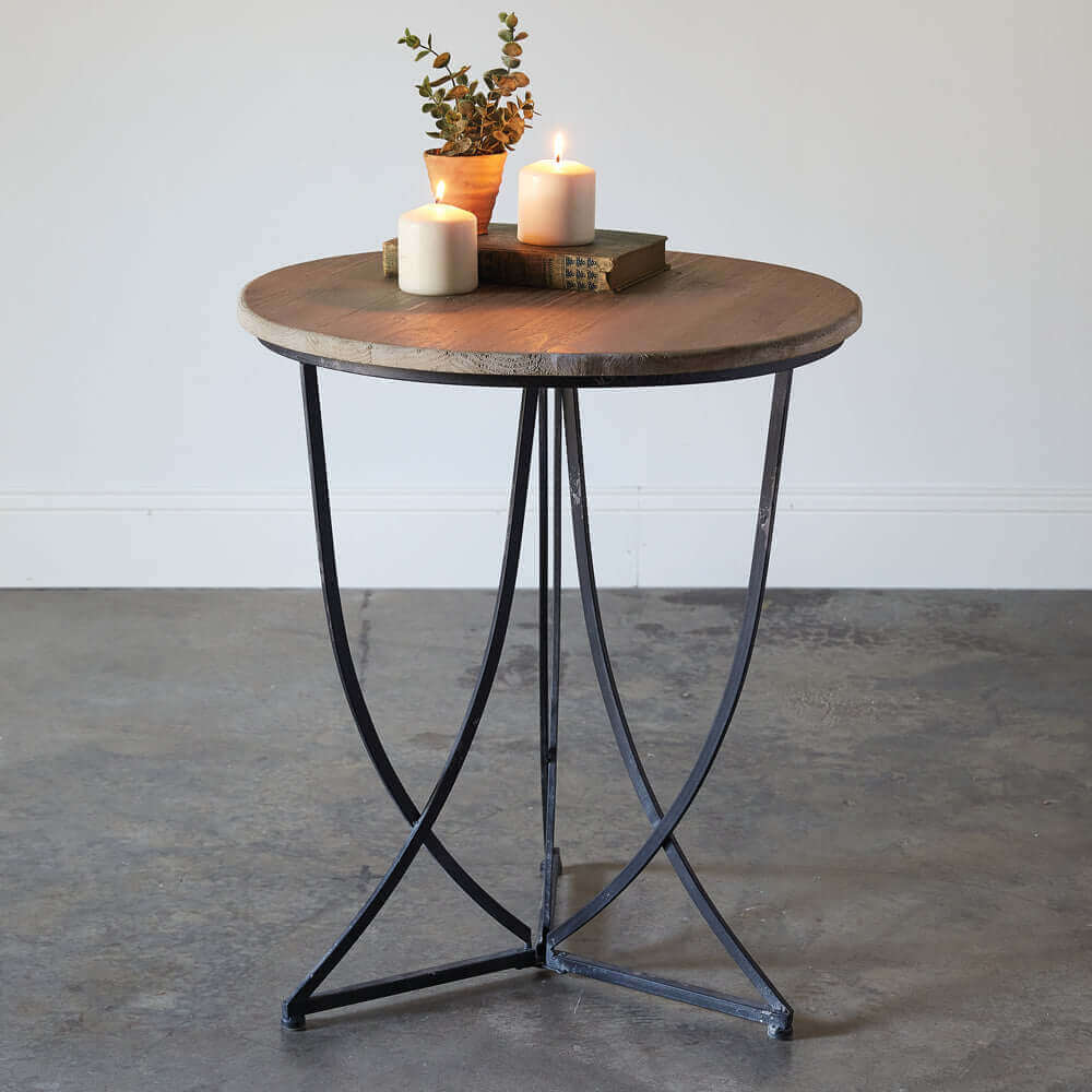 Rustic Metal and Wood Side Table-Home Decor-Parc Decor