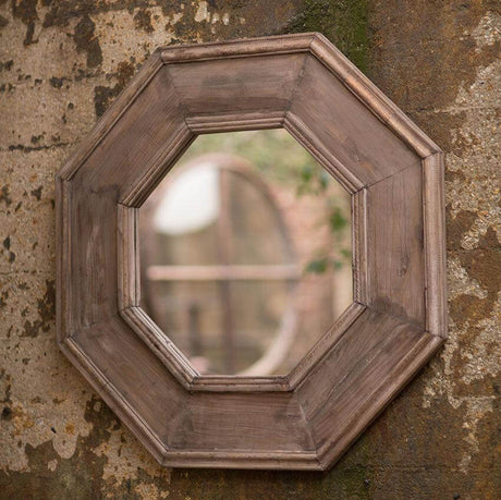 Rustic Octagonal Wood Vintage Wall Mirror-Mirror-Parc Decor
