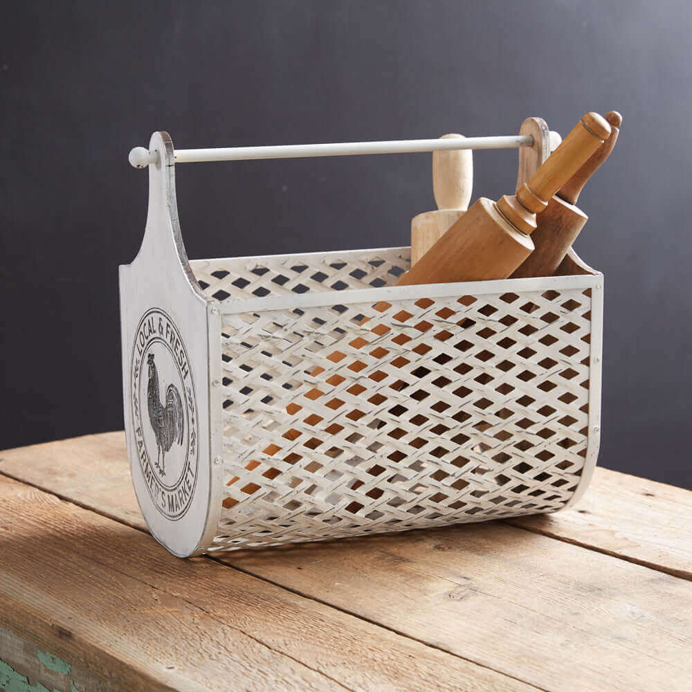 Rustic Rooster Farmhouse Kitchen Basket Organizer-Tabletop-Parc Decor