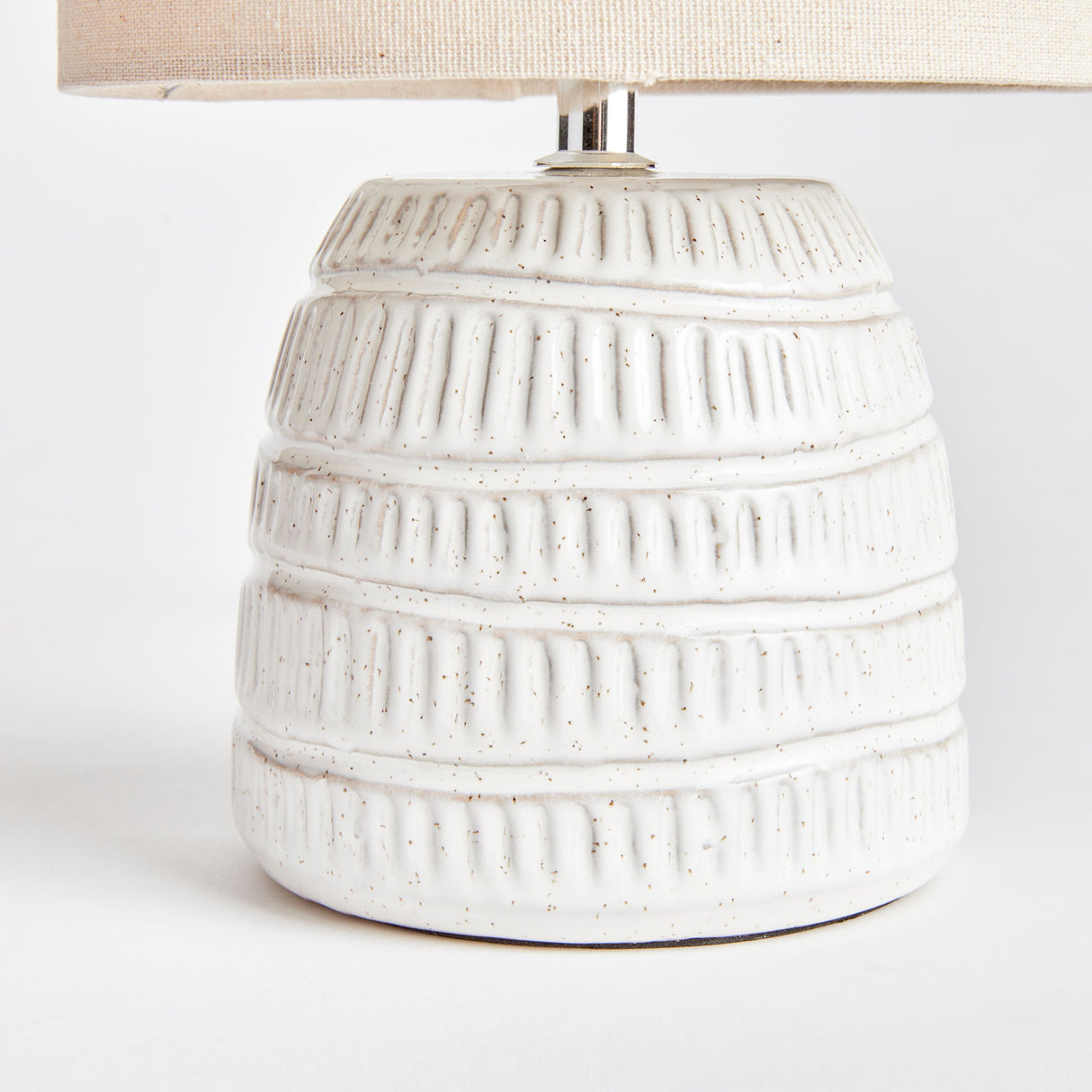 Rustic Textured Pottery Table Lamp in White Glaze-table lamp-Parc Decor