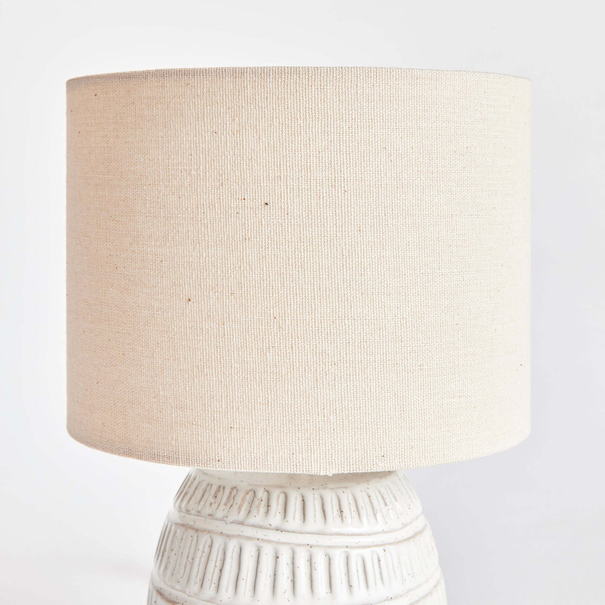 Rustic Textured Pottery Table Lamp in White Glaze-table lamp-Parc Decor