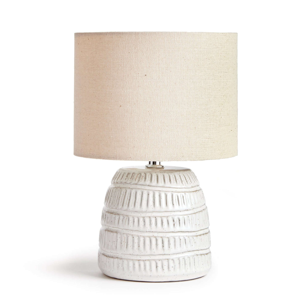 Rustic Textured Pottery Table Lamp in White Glaze-table lamp-Parc Decor