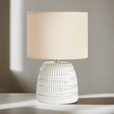 Rustic Textured Pottery Table Lamp in White Glaze-table lamp-Parc Decor