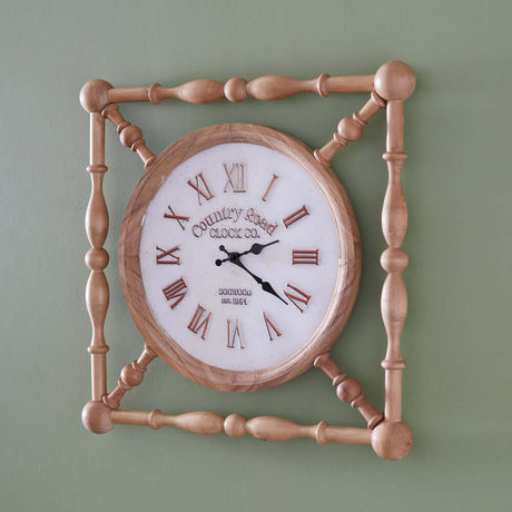 Rustic Wooden Farmhouse Wall Clock with Vintage Country Road Design-Clocks-Parc Decor