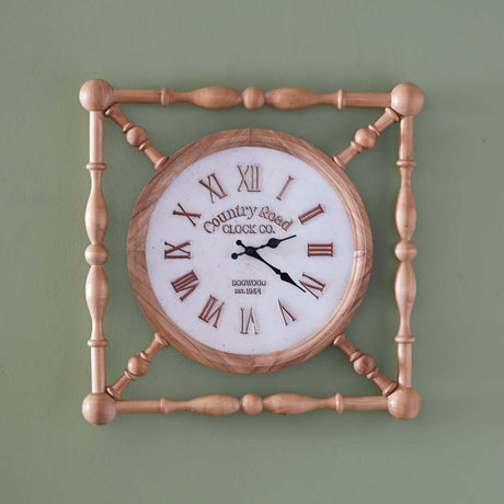 Rustic Wooden Farmhouse Wall Clock with Vintage Country Road Design-Clocks-Parc Decor
