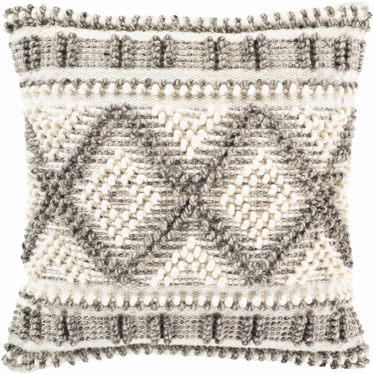 Sagamore Cream Trellis Wool&Cotton Throw Pillow-Throw Pillows-Parc Decor