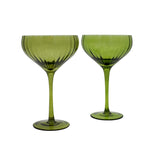 Sage Ribbed Coupe Glasses – Set of 4