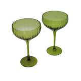 Sage Ribbed Coupe Glasses – Set of 4