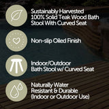 Salem Teak Shower and Bath Stool with Curved Seat