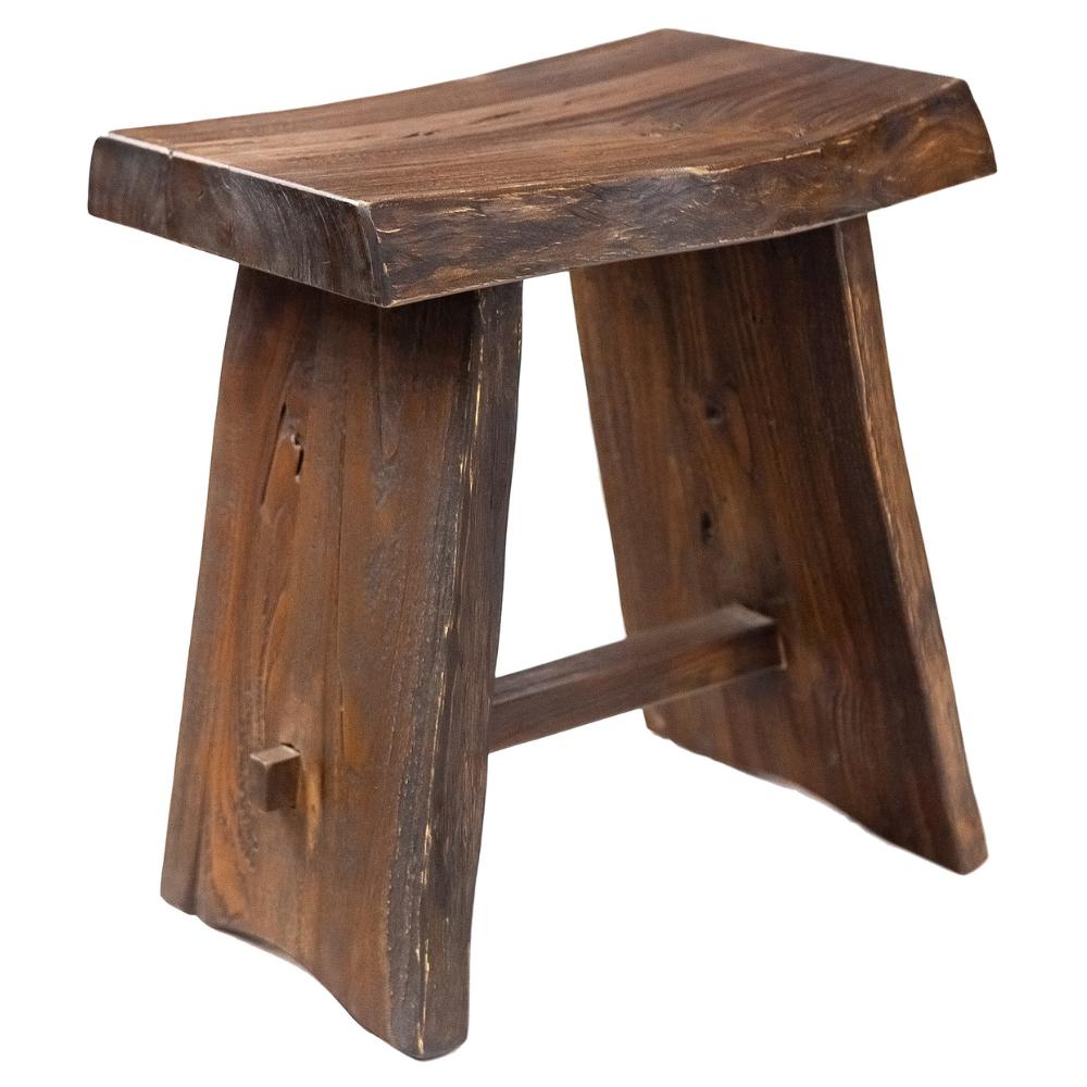 Salem Teak Shower and Bath Stool with Curved Seat-Stool-Parc Decor