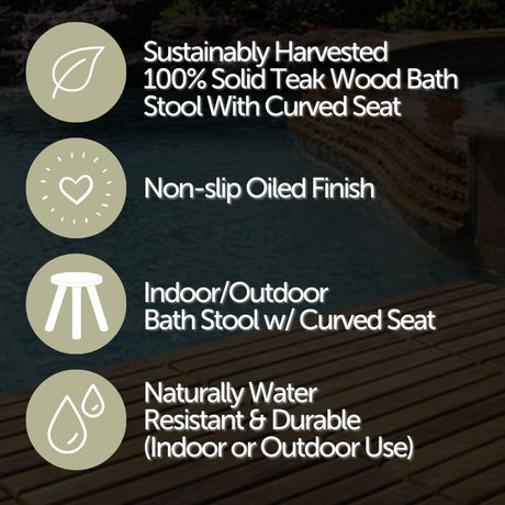 Salem Teak Shower and Bath Stool with Curved Seat-Stool-Parc Decor