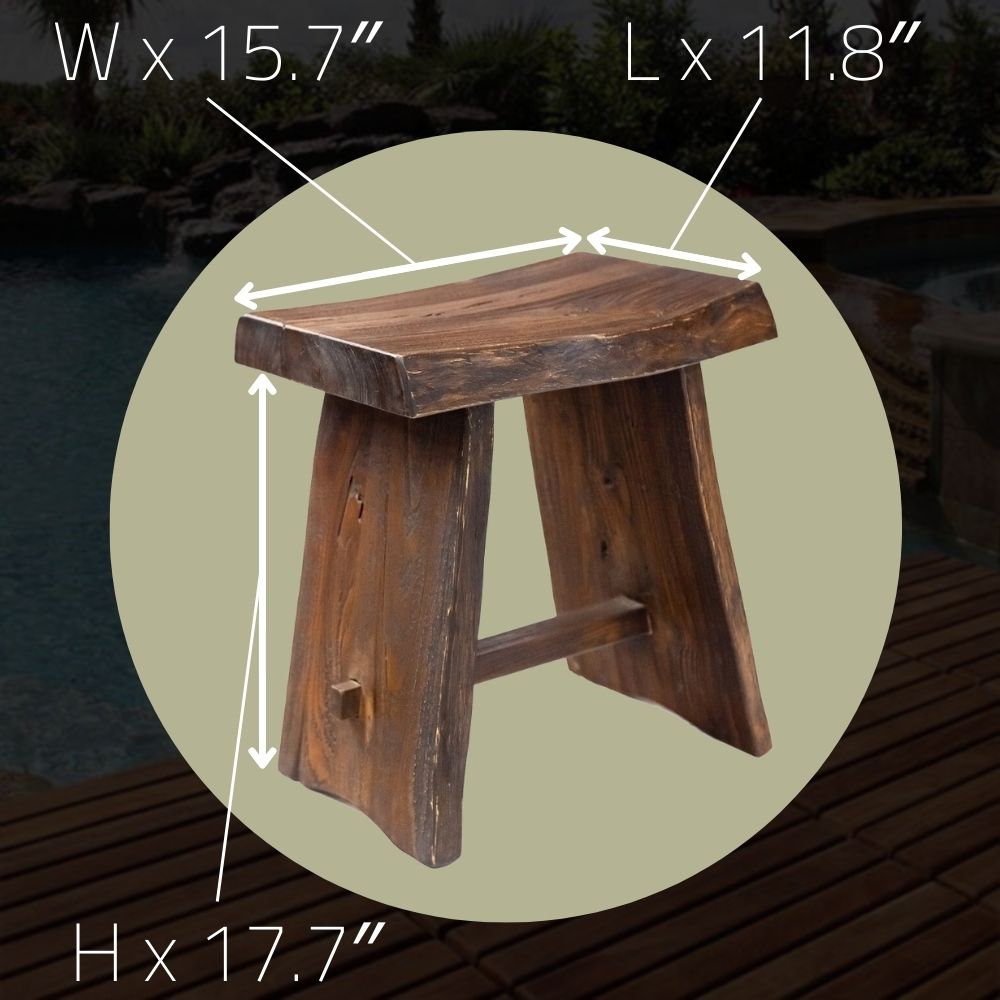 Salem Teak Shower and Bath Stool with Curved Seat-Stool-Parc Decor