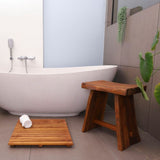 Salem Teak Shower and Bath Stool with Curved Seat-Stool-Parc Decor