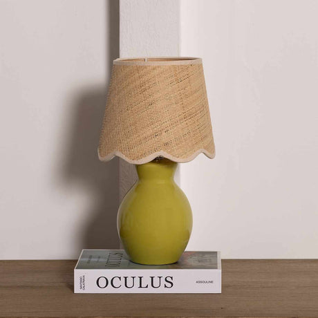 Salgareda Olive Rattan Table Lamp-Lighting-Parc Decor