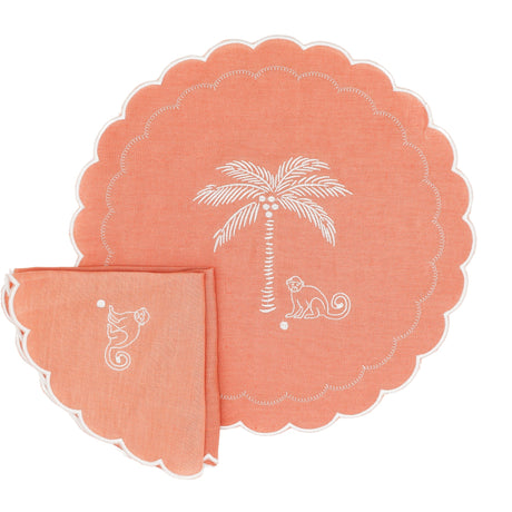 Salmon Sunset Simia Placemat - Set of 4-Placemat-Parc Decor