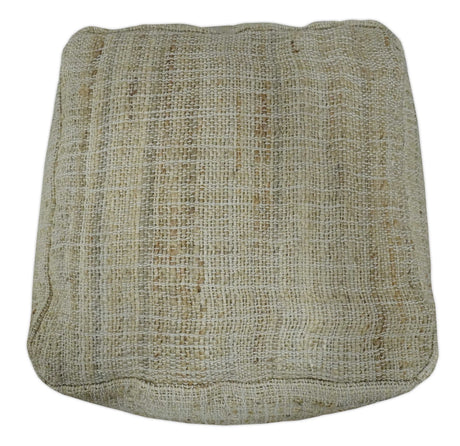 Sand Boho Farmhouse Natural Brown and Beige Jute Pouf