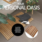 Sandpoint Natural Teak Shower and Bath String Mat-Bath Mat-Parc Decor