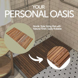 Sandpoint Natural Teak Shower and Bath String Mat-Bath Mat-Parc Decor