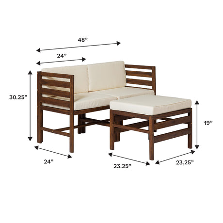 Sanibel 3-Piece Modular Acacia Chairs and Ottoman-Outdoor-Parc Decor