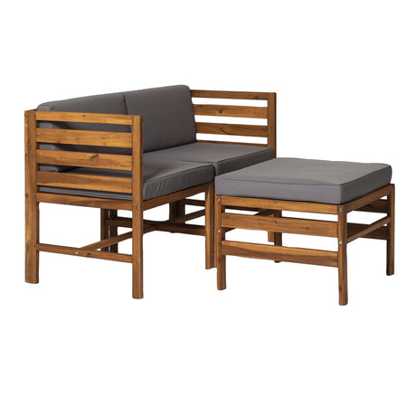 Sanibel 3-Piece Modular Acacia Chairs and Ottoman-Outdoor-Parc Decor