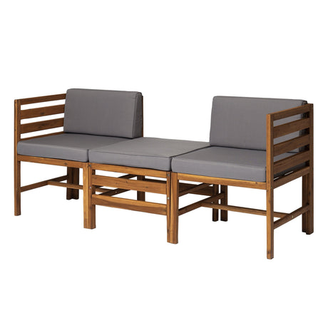 Sanibel 3-Piece Modular Acacia Chairs and Ottoman-Outdoor-Parc Decor