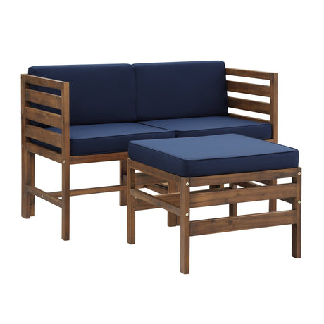 Sanibel 3-Piece Modular Acacia Chairs and Ottoman-Outdoor-Parc Decor